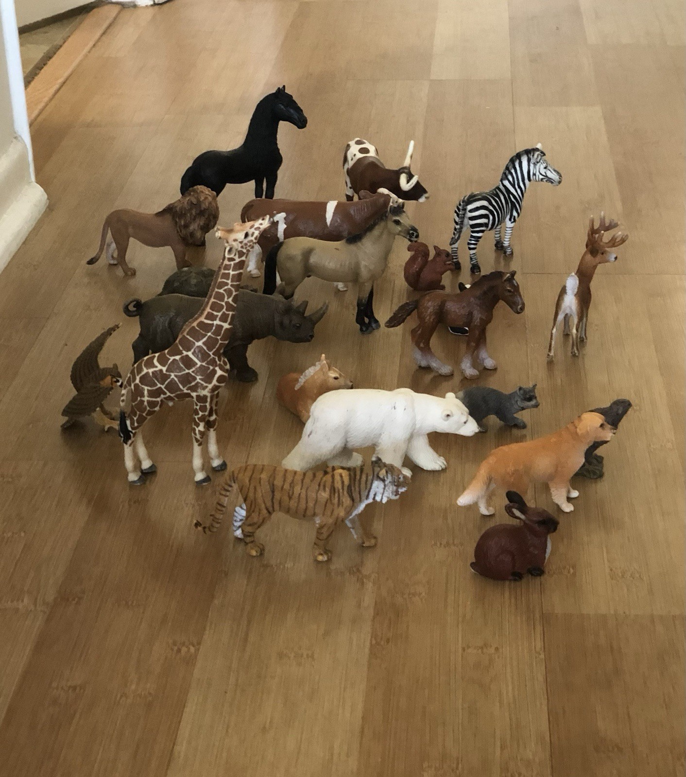 Schleich Zoo Safari Farm Animal Toy Figures Lot of 19 Horse Rhino Deer HUGE LOT