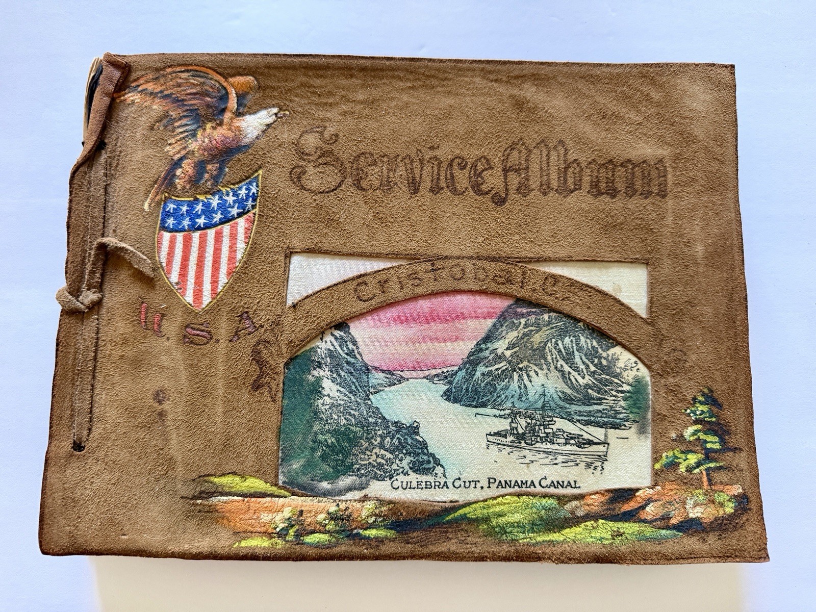 SERVICE ALBUM 1934 Panama Canal Cristobal Culebra Cut Leather 190+ Photographs