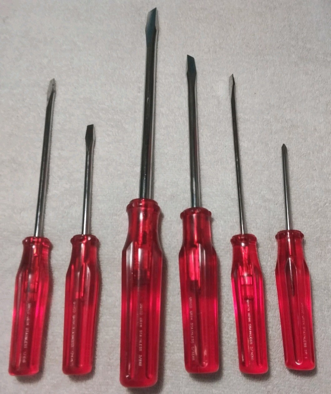 6pc UNICO URIM STAINLESS PROFESSIONAL SCREWDRIVER CELLULOSE ACETATE BUTYRATE...