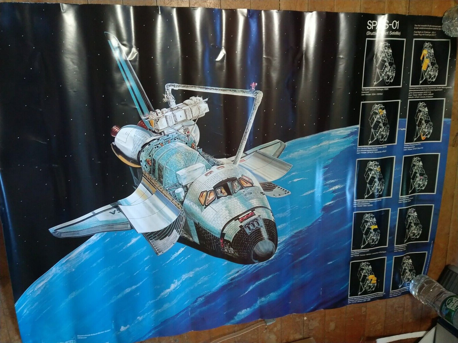 SPACE - POSTER (1980s) --  SPAS-01 SHUTTLE Pallet Satellite (MBB Erno) Q