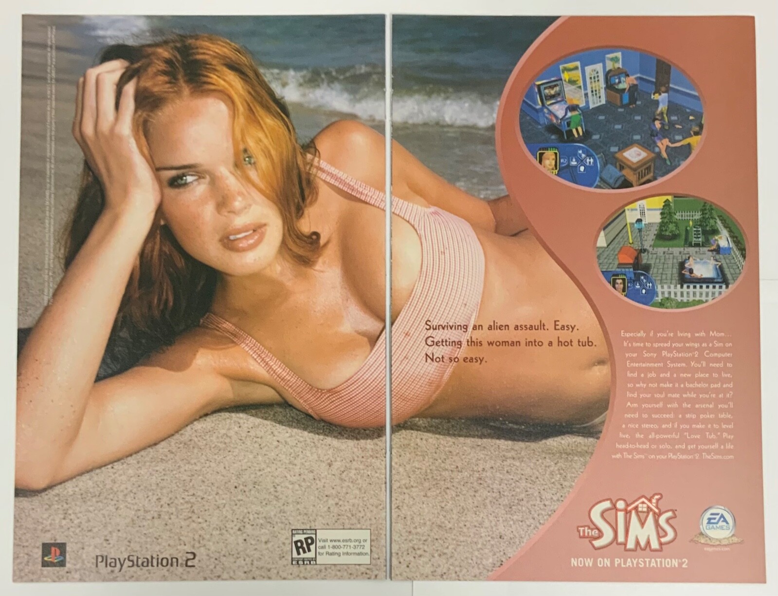 The Sims on Playstation 2 PS2 Double Page Print Advertisement Ad