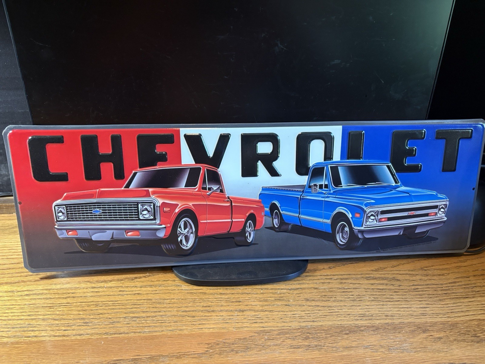 1967-72 CHEVY CUSTOM C-10 PICKUP METAL SIGN 7”x24” NEW EMBOSSED OFFICIAL GM PROD
