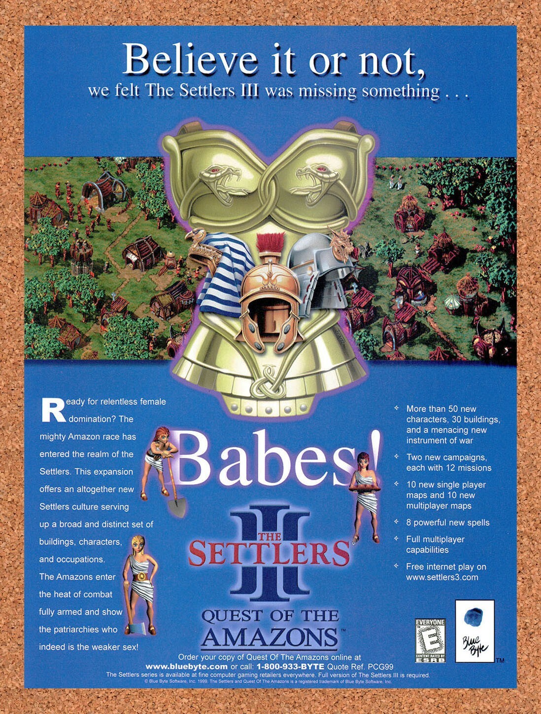 Settlers III 3 PC Original 1998 Ad Authentic RTS Strategy Video Game Funny Promo