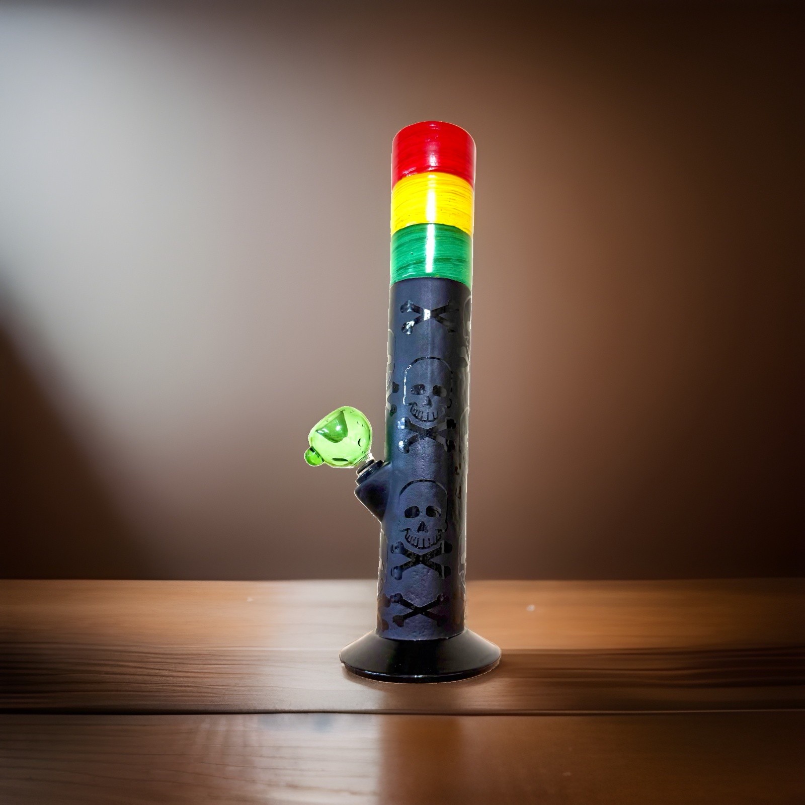 12” Frosted GYR/Blk Skull Pipe