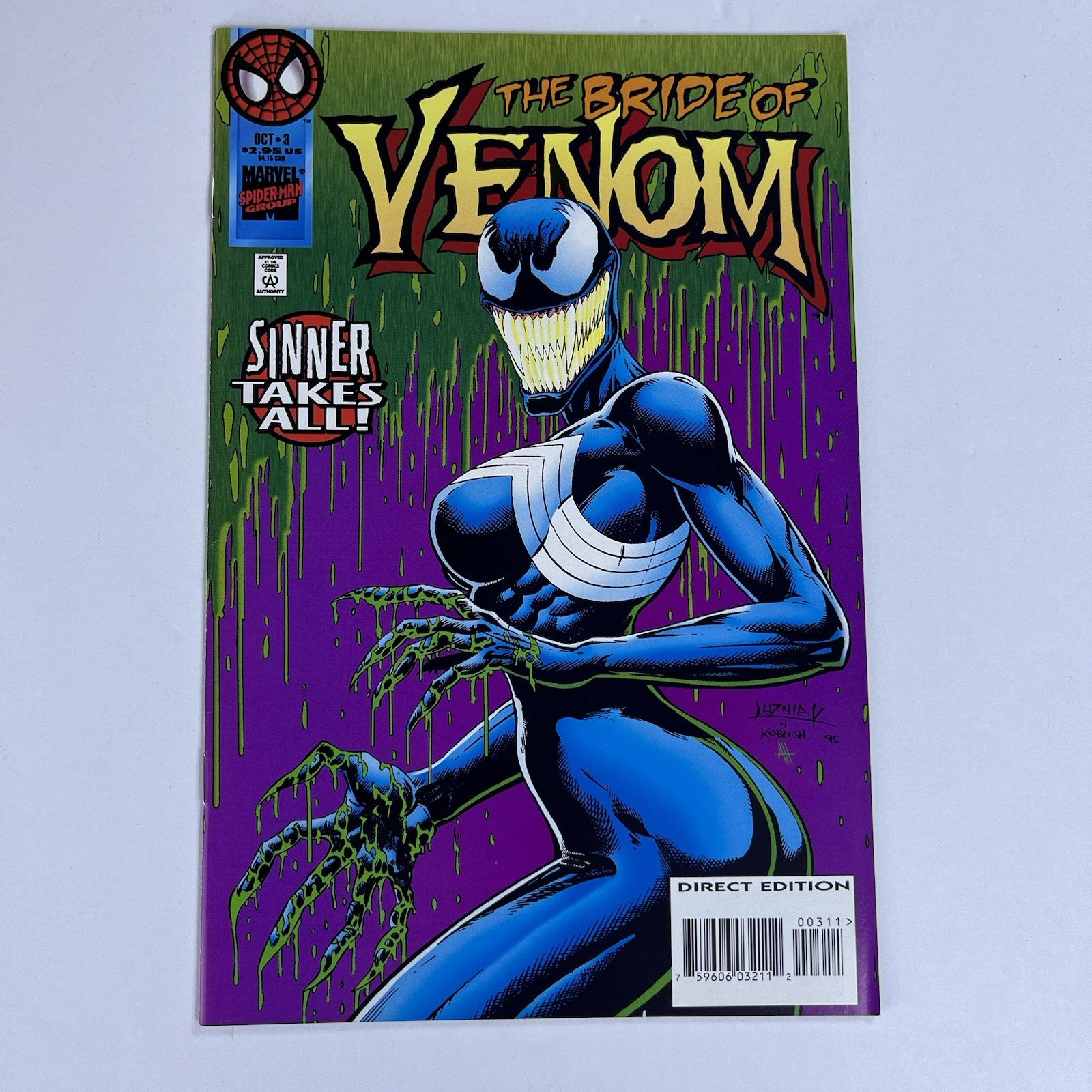 Venom Sinner Takes All #3 (1995) 1st She-Venom Bride of Venom Marvel Comic