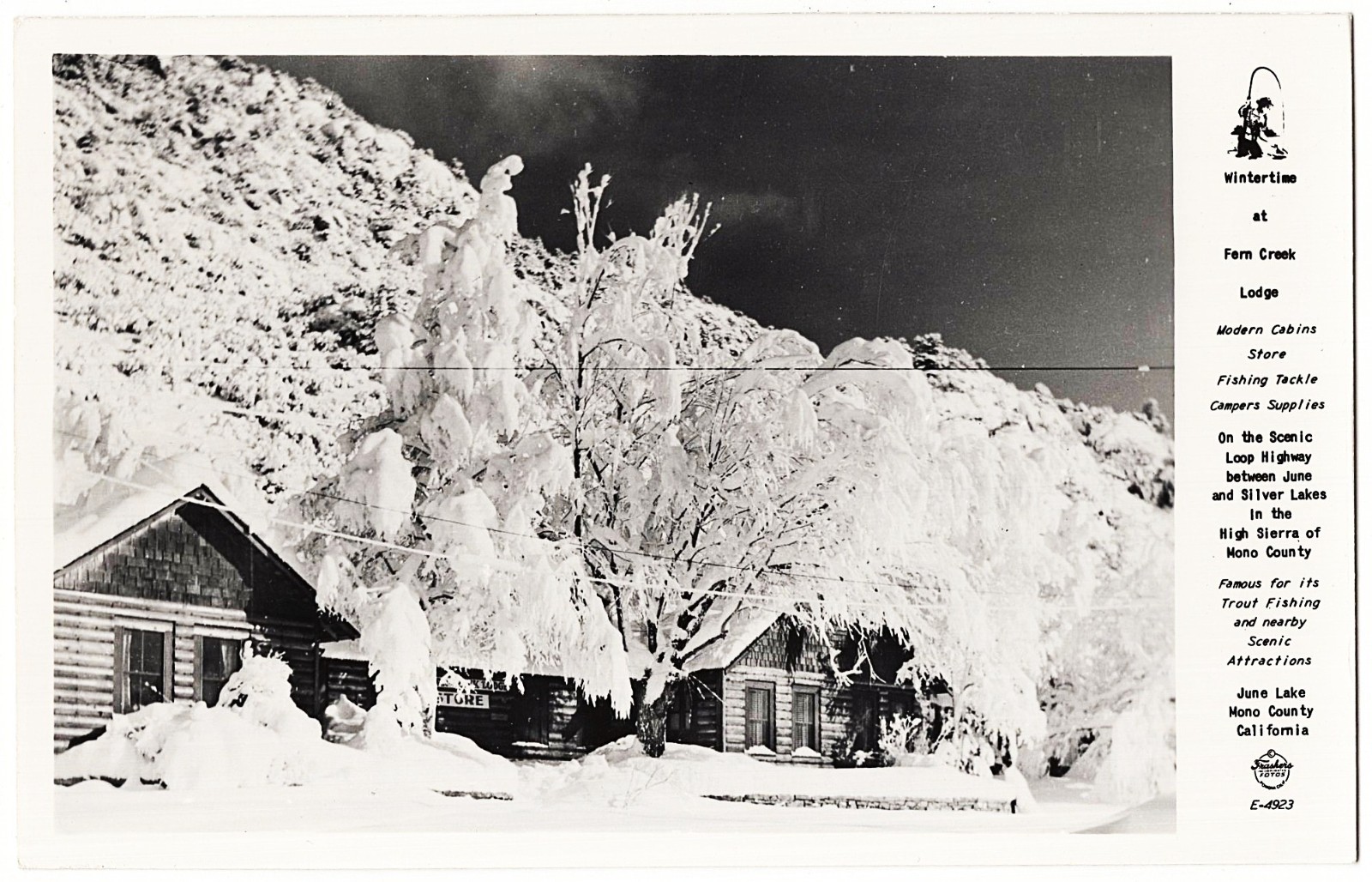 real photo June Lake High Sierras CA - Fern Creek Lodge 1940s postcard RPPC