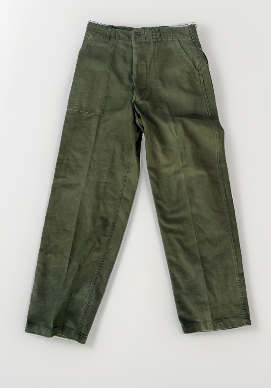 Vintage Military Pants 30x30 OG 107 Green Trousers Sateen Vietnam War 60s EUC