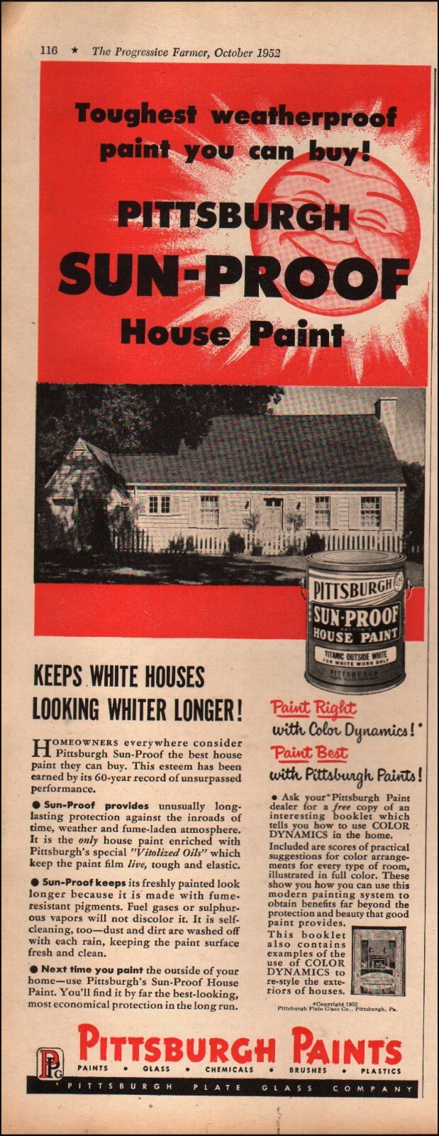 1952 Vintage ad Pittsburgh Paints weatherproof retro House   06/15/23