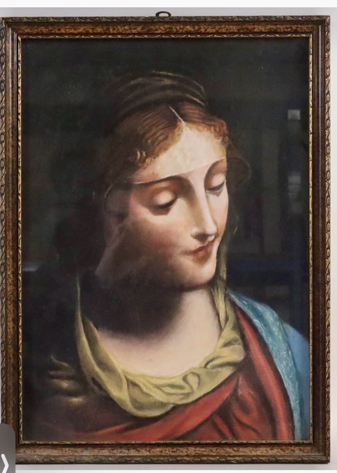 Early European 1920’s, Portrait, Retablo Blessed Mother Mary,Mother Of Sorrow,