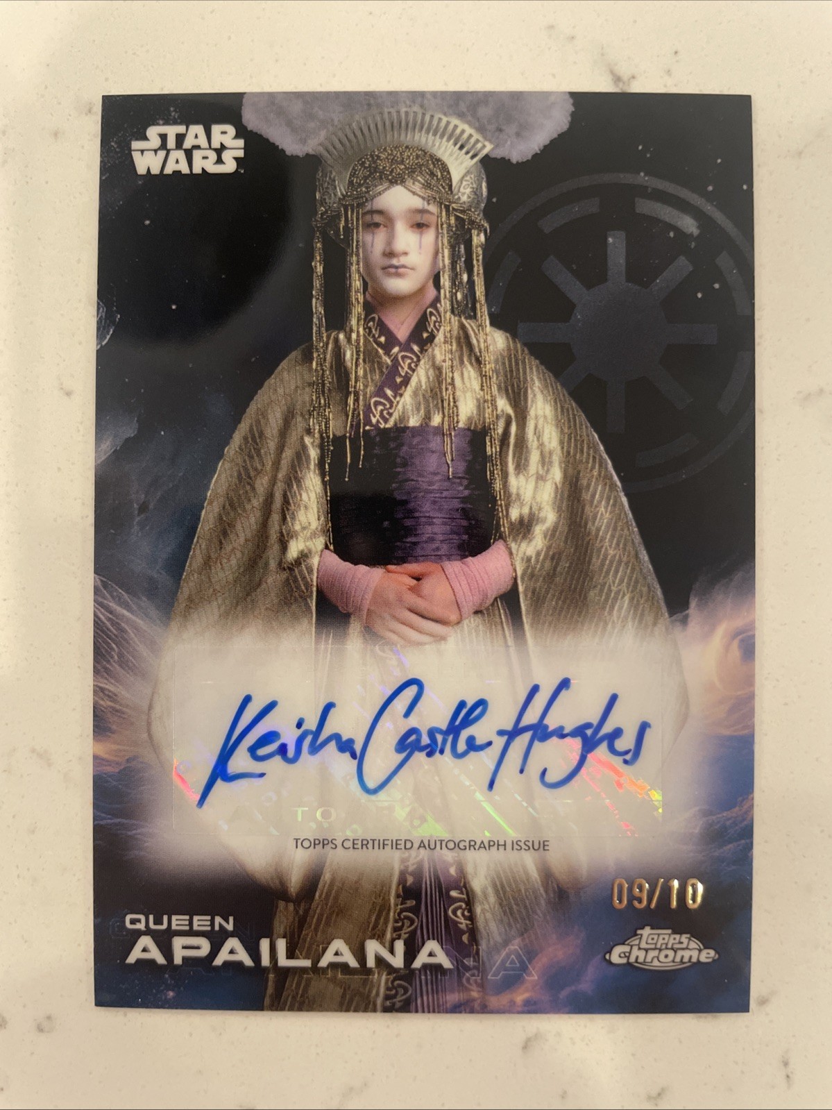 2025 Topps Chrome Star Wars Queen Apailana Black Refractor Auto 09/10 #A-KCH