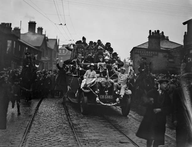 The victorious team Blackburn Rovers FC parading streets of Blackb- Old Photo