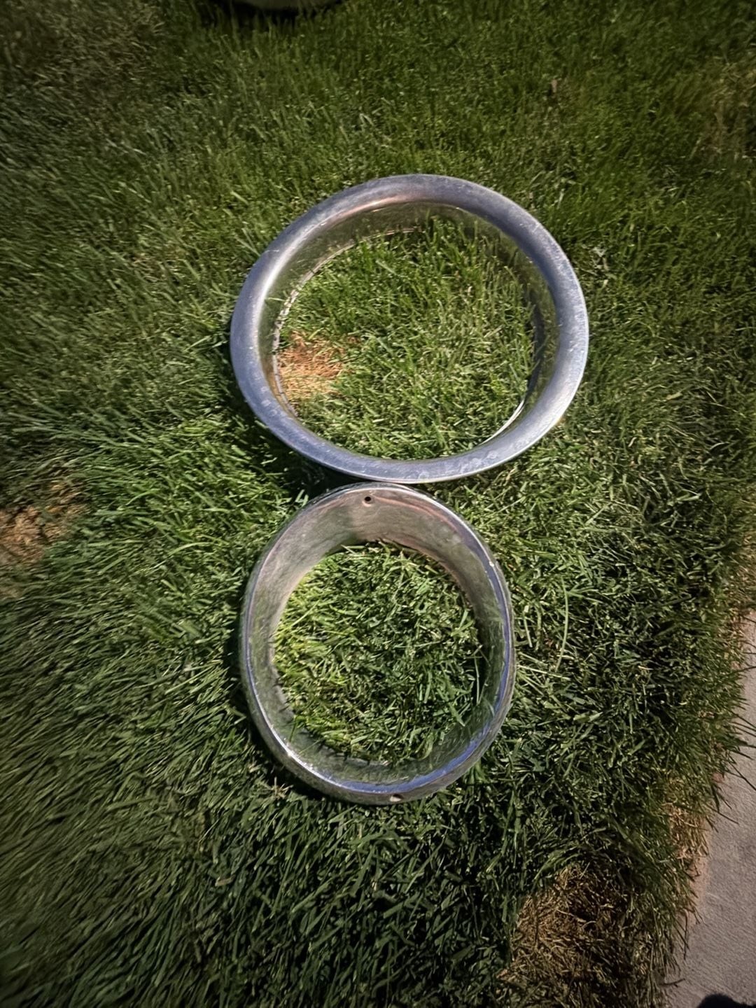Vintage Chrome Headlight Bezels Trim Rings Pair, Approx 8.5 Inch and 10.5 Inch D