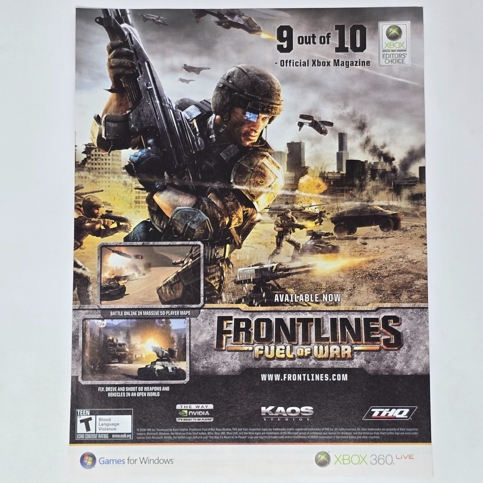 Frontlines Fuel of War Xbox 360 PC Open World Print Ad/Poster Promo Art