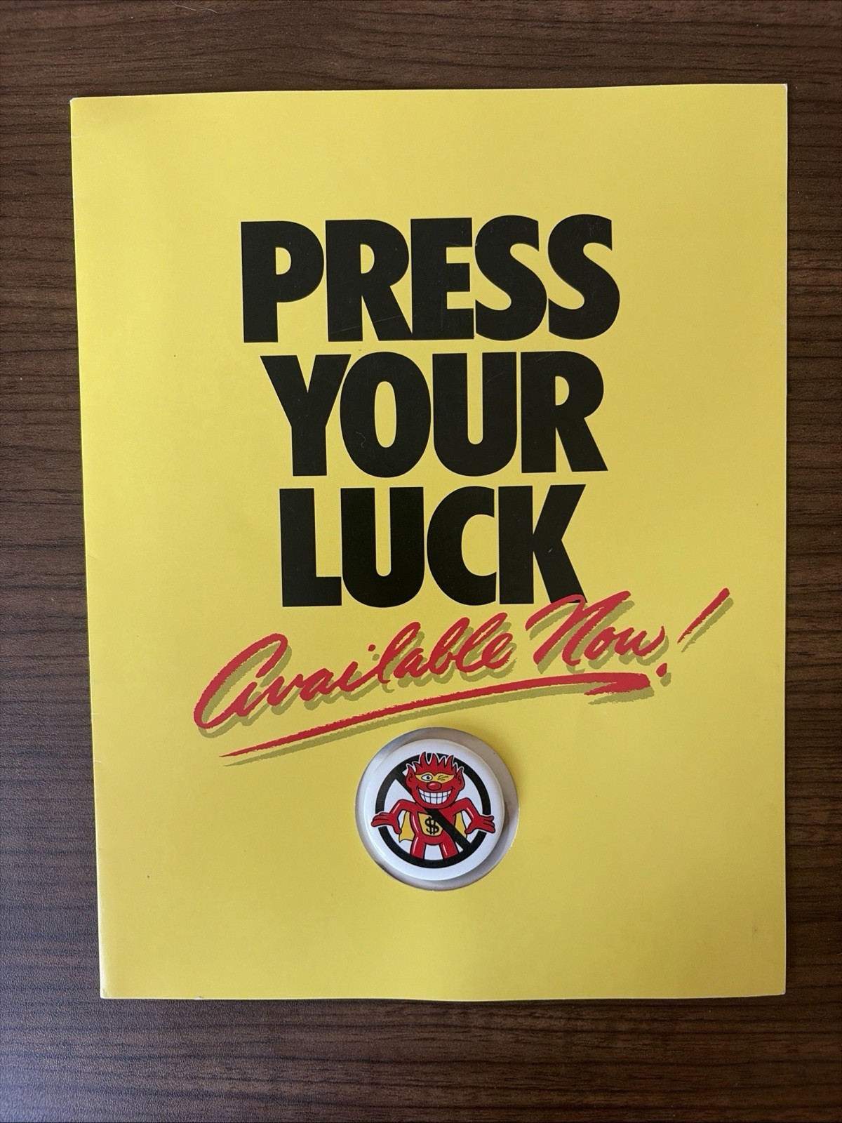 1985 PRESS YOUR LUCK Game Show Syndication Sales Folder + Whammy Button RARE