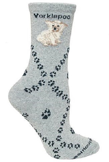 Adult Socks YORKIEPOO Dog Breed Gray size Womens Medium USA Made