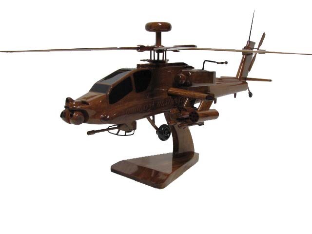 AH-64 AH-64D Apache Longbow Army Helicopter Gunship Mahogany Wood Wooden Model