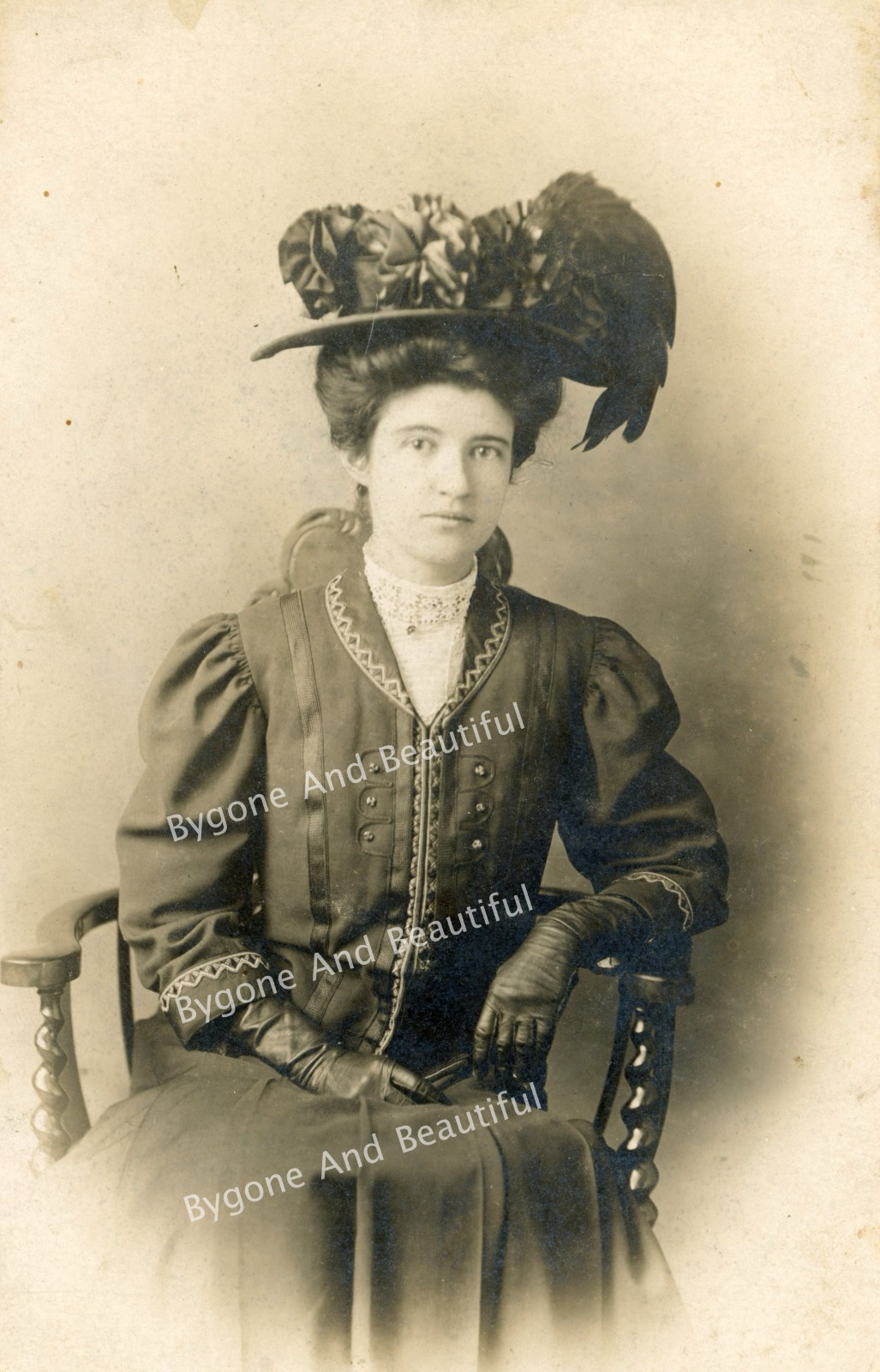 RPPC Beautiful Woman Amazing Hat Unused Great Contrast