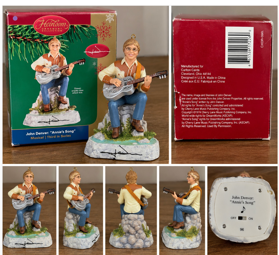 John Denver Annie's Song Carlton Cards Heirloom Musical Ornament #96 w/Box AS IS