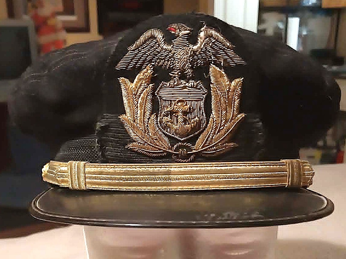 WWII Era US Merchant Marine Officer's Blue Visor Uniform Cap w/Bullion Eagle