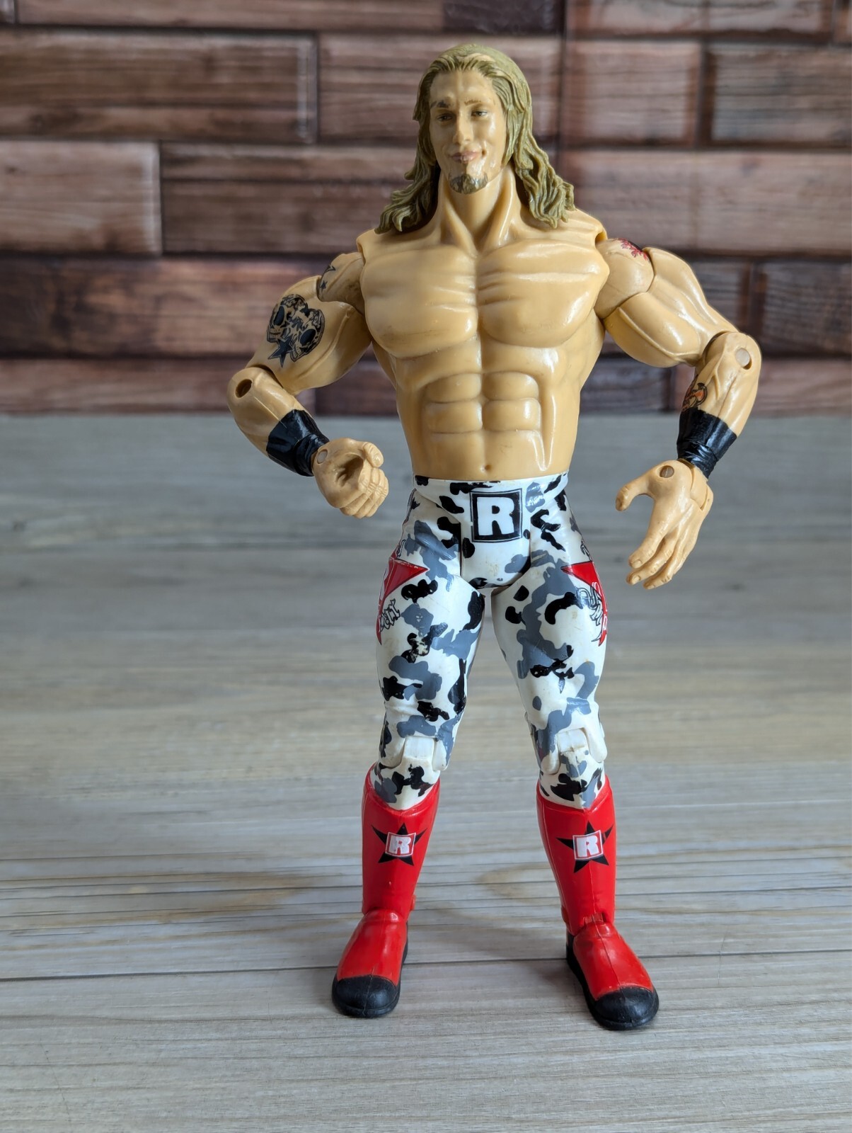 Edge Ruthless Aggression Wrestling Figure White Camo WWE WCW ECW WWF Jakks 2004