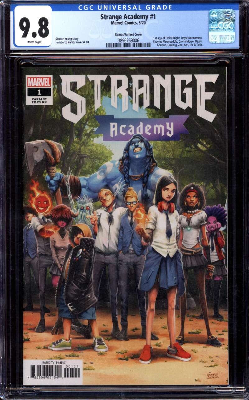 STRANGE ACADEMY #1 CGC 9.8 WHITE PAGES // RAMOS VARIANT MARVEL COMICS 2020