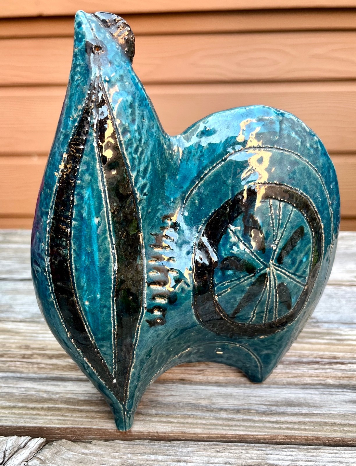 Aldo Londi for Bitossi Rimini Blu Ceramic Hen or Rooster Made in Italy