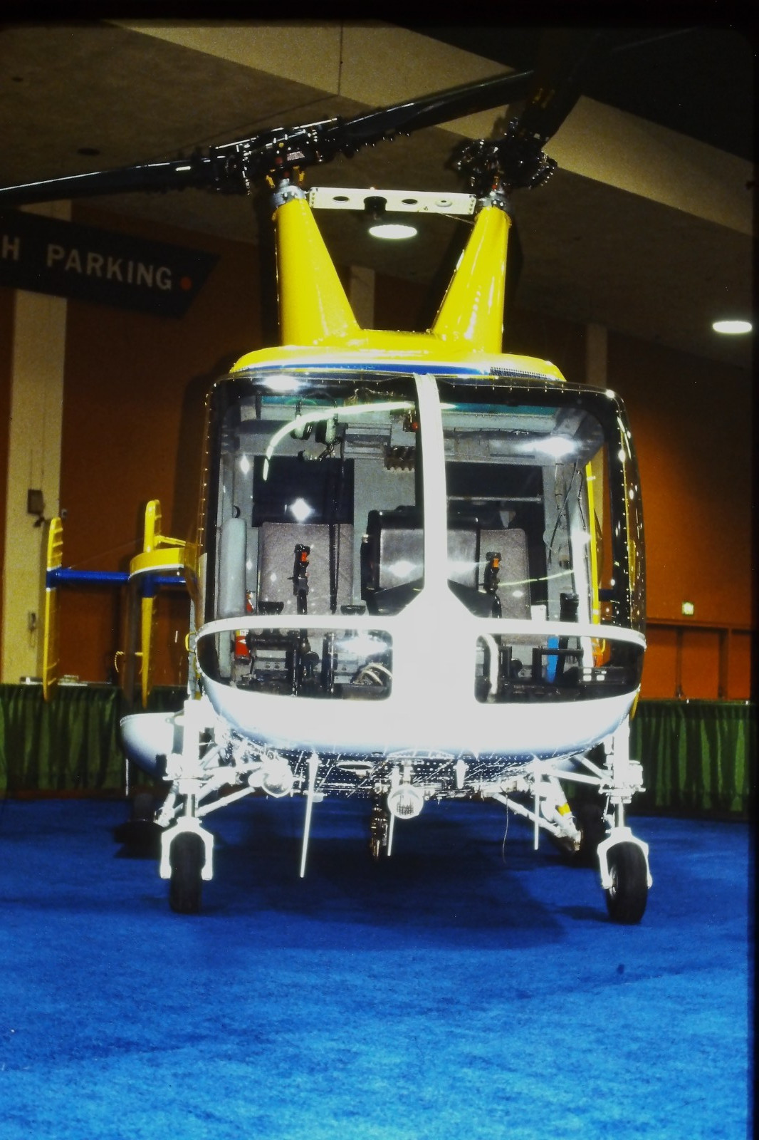 1980s MBB Bo 105 Yellow Blue Helicopter Front Cockpit Display 35mm Slide