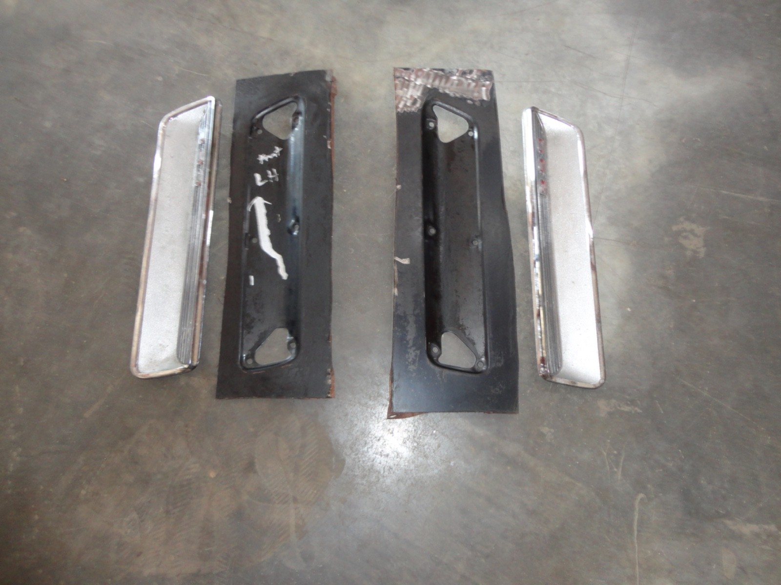 1966 FORD FAIRLANE GT HOOD INSERTS ORNAMENTS WITH MOUNT CUT OUTS 66