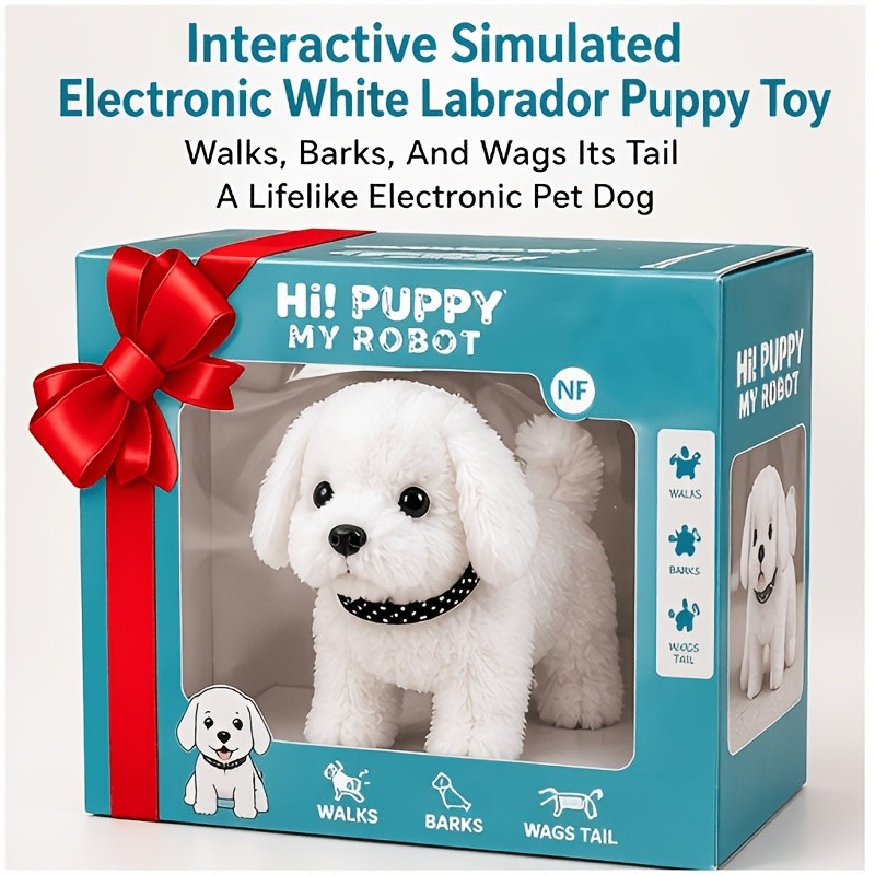 Interactive Electronic Plush Puppy Dog Toy Walks, Barks & Wags Tail, Realistic S