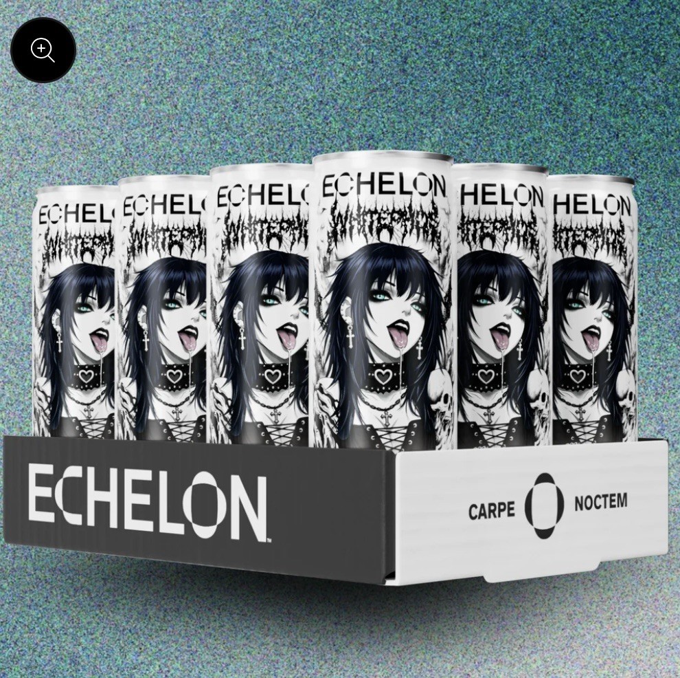 ECHELON Energy Drink White Phosphor Goth Girl Spit 12pk 12oz Cans 