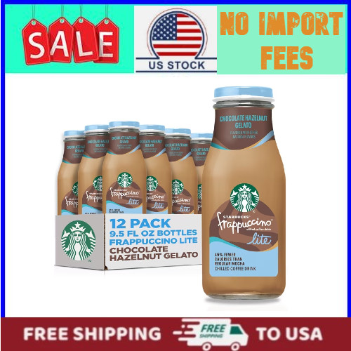 Starbucks Lite Chocolate Hazelnut Gelato Frappuccino Iced, 9.5 fl oz 12 Bottles