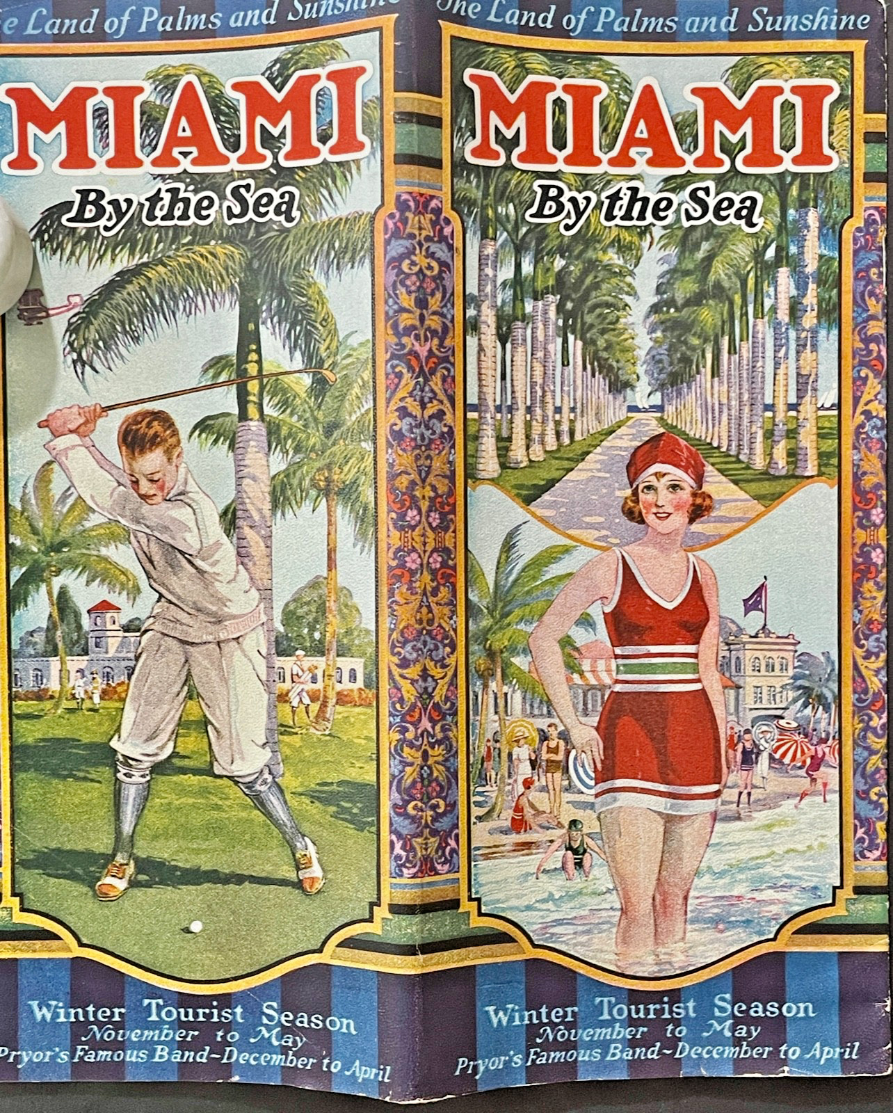 Brochure/Folder MIAMI By The Sea 1920s HUGE Much Color