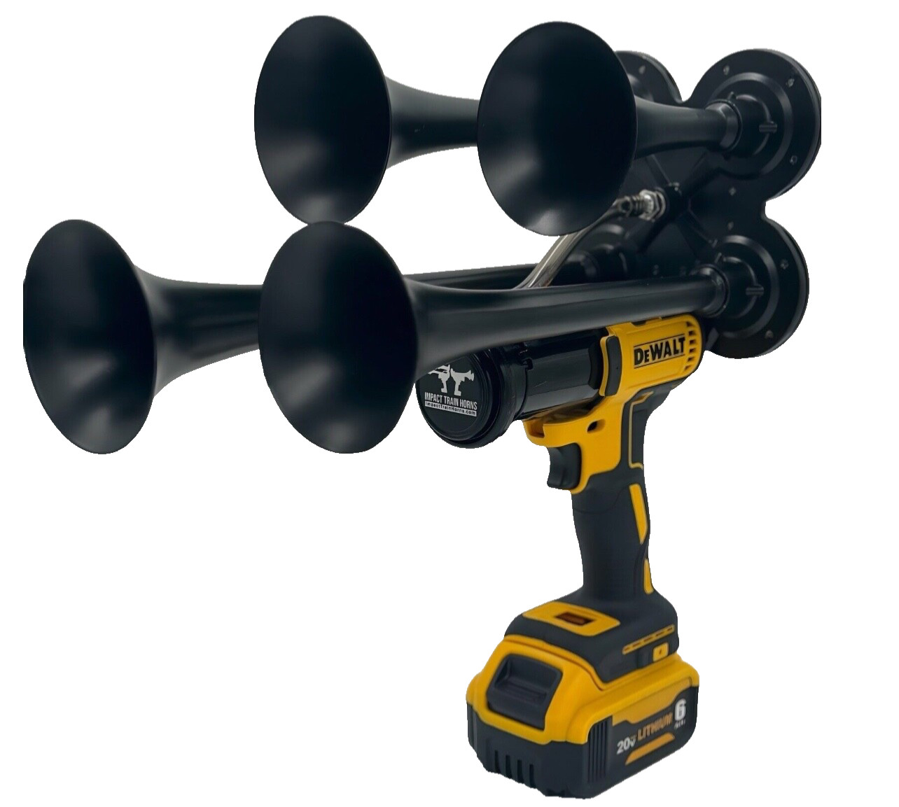 GatorBlast™ For DeWalt Battery Quad Air Horn -Train  Impact Boss 4 Trumpet Metal