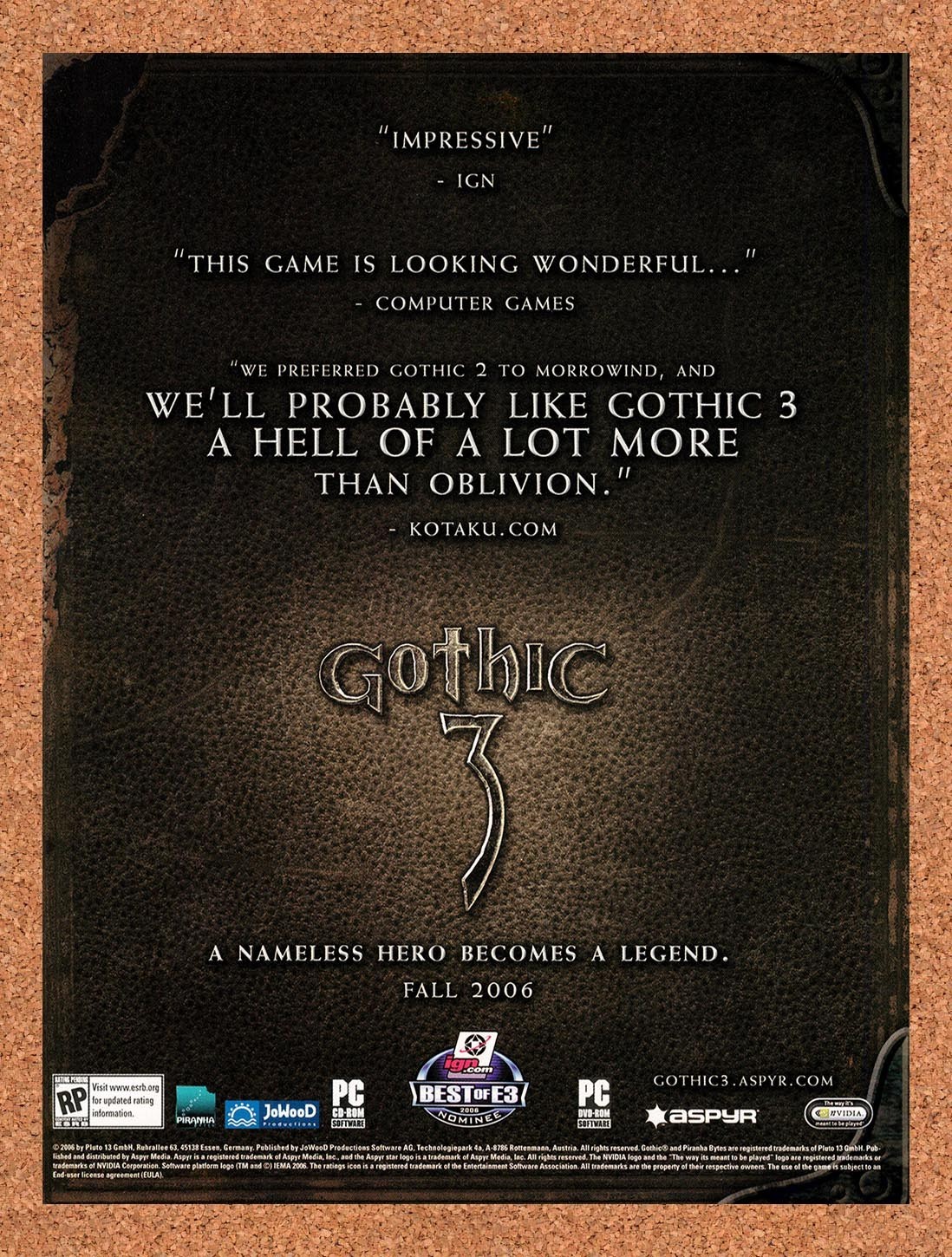 2006 Gothic 3 PC Original Advertisement / Retro Promo v2