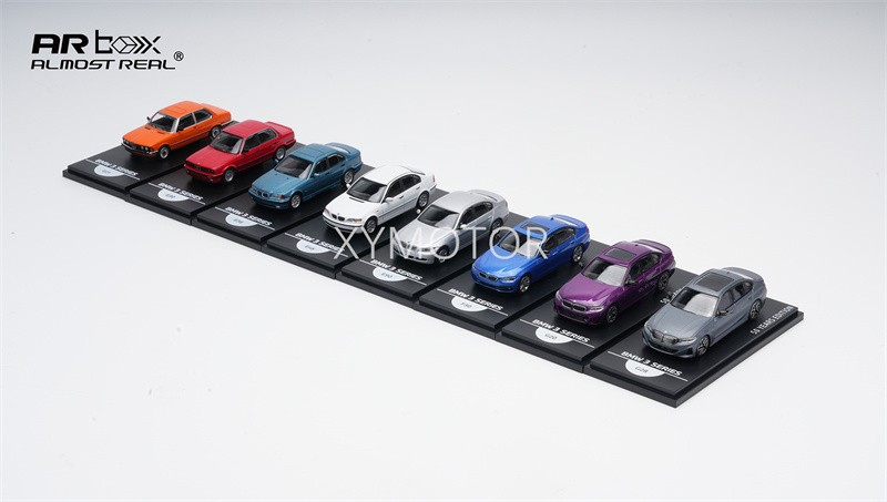 AR box 1/64 50 Years BMW 3 Series Suit 8PCS Diecast Model Car Gifts Collection