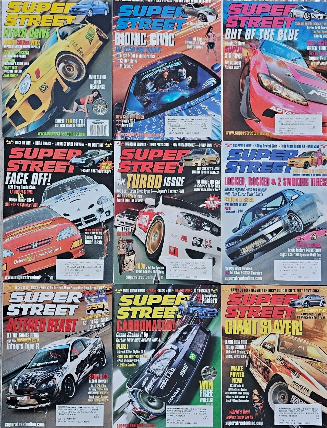 2003 Super Street Magazine 9 Issues, APR, MAY, JUN, JUL, AUG, SEP, OCT, NOV, DEC