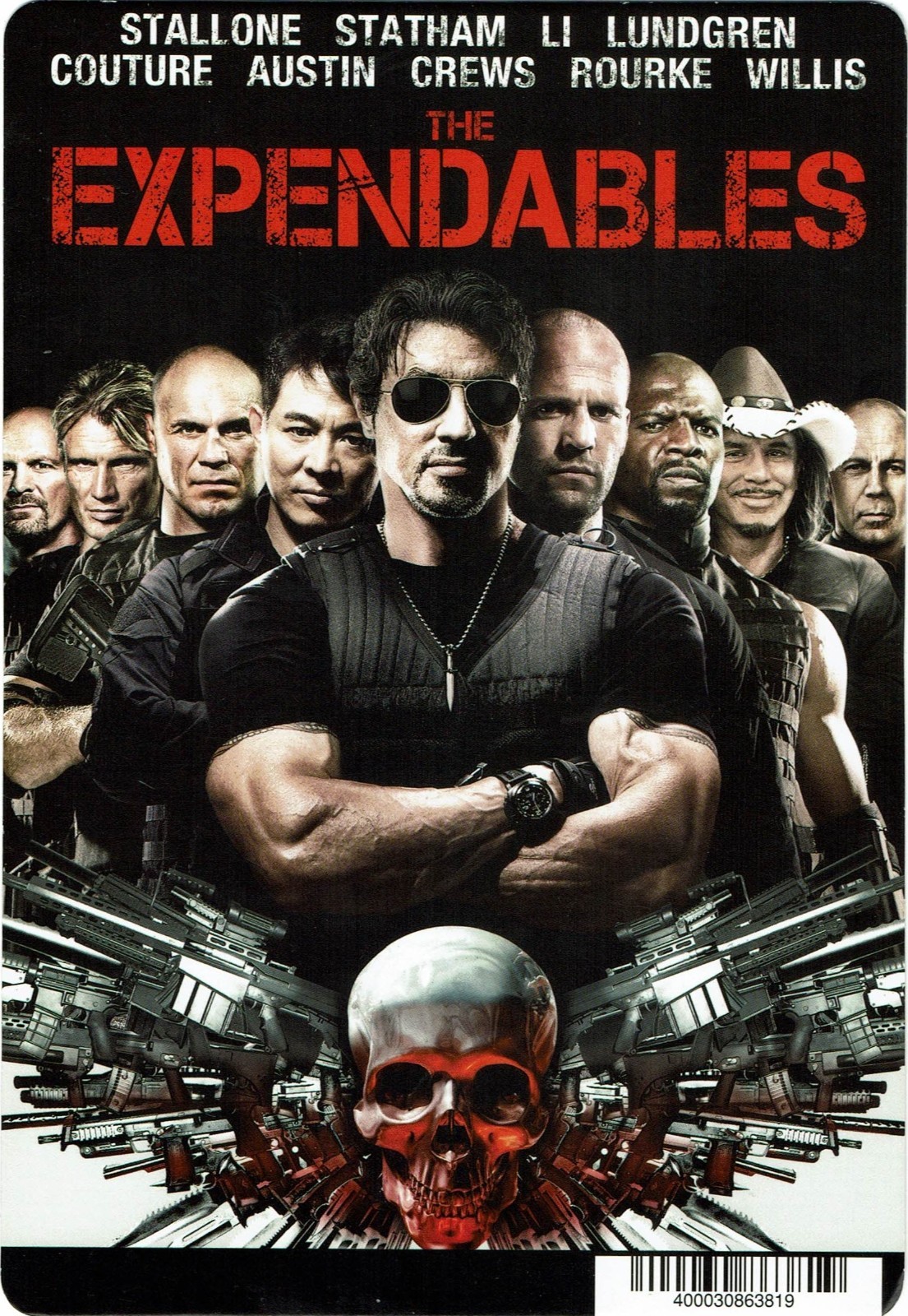 THE EXPENDABLES BLOCKBUSTER MOVIE BACKER CARD ( NOT A DVD )