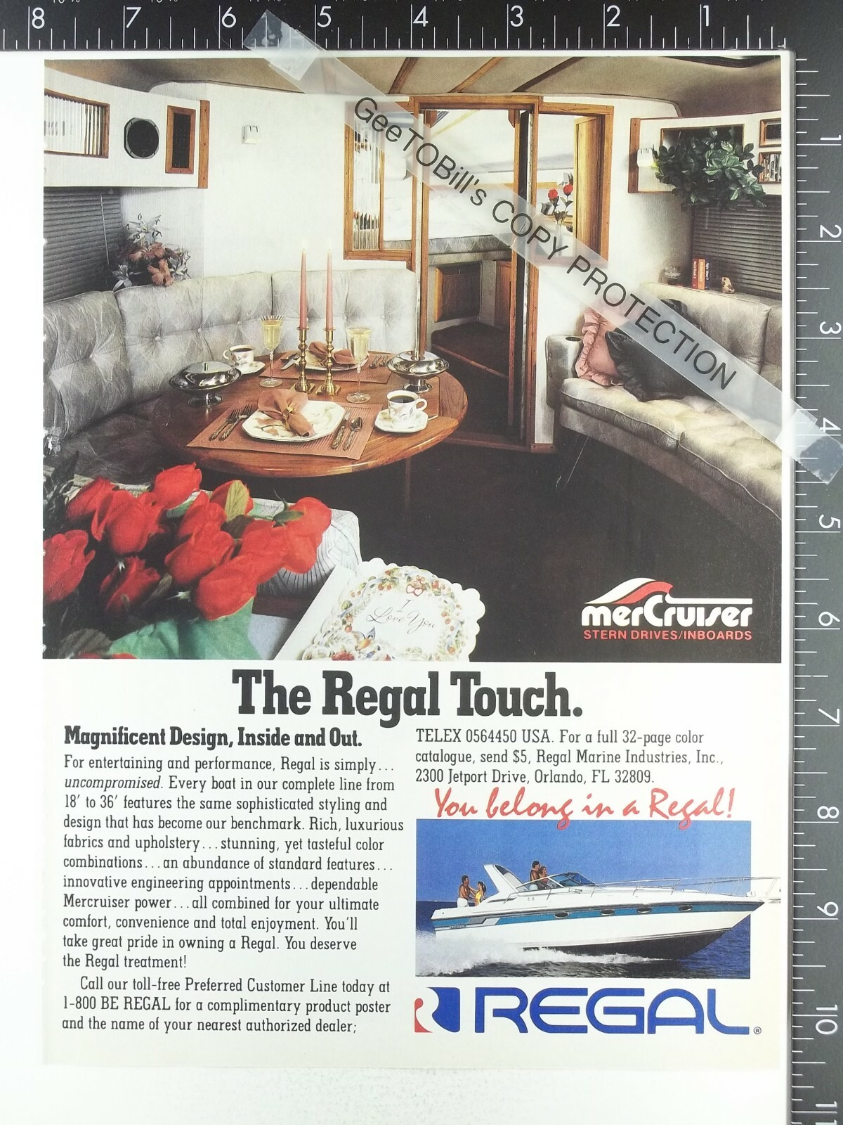 1988 AD -- Regal Marine Ind Commodore 320 360 Interior shot Boat Yacht 1989 1990