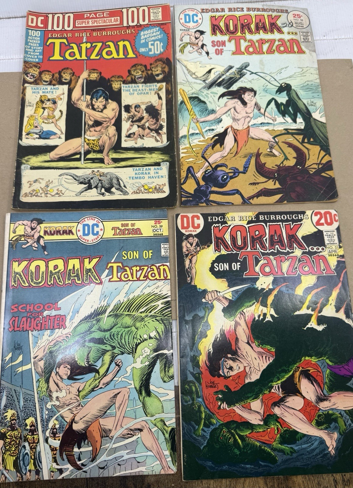 4 Bronze age DC Tarzan/Korak￼comic book  Lot