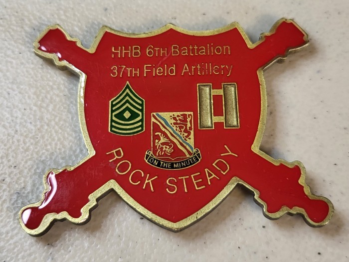 US Army 2nd Infantry Division 37th Field Artillery Patch-Shaped Challenge Coin