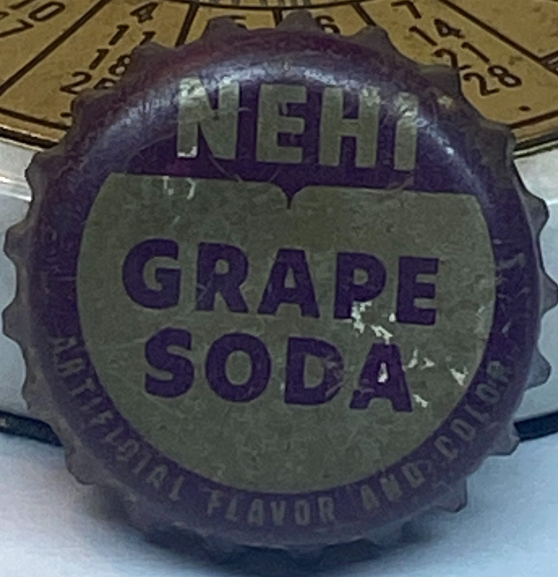 FREE SHIPPING Circa 1950 NEHI GRAPE Soda Bottle CAP Slightly used wHS cork lined