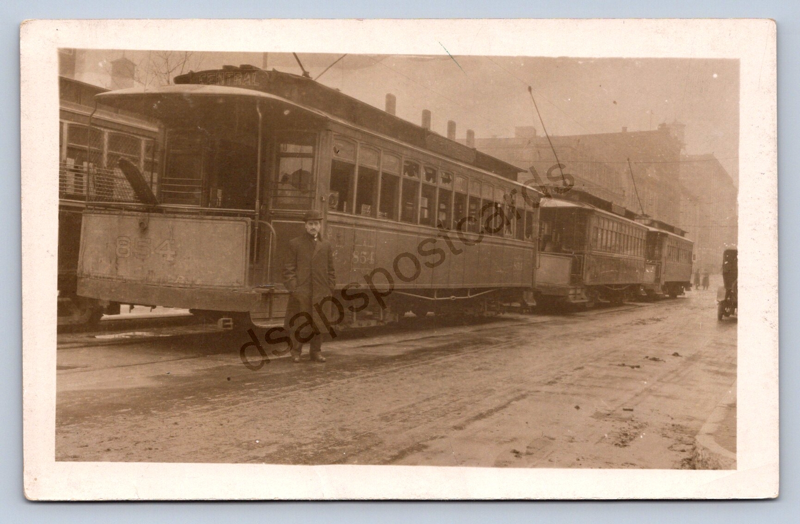 K2/ Indianapolis Indiana RPPC Postcard c1910 Trolley Strike? Broke Window 420