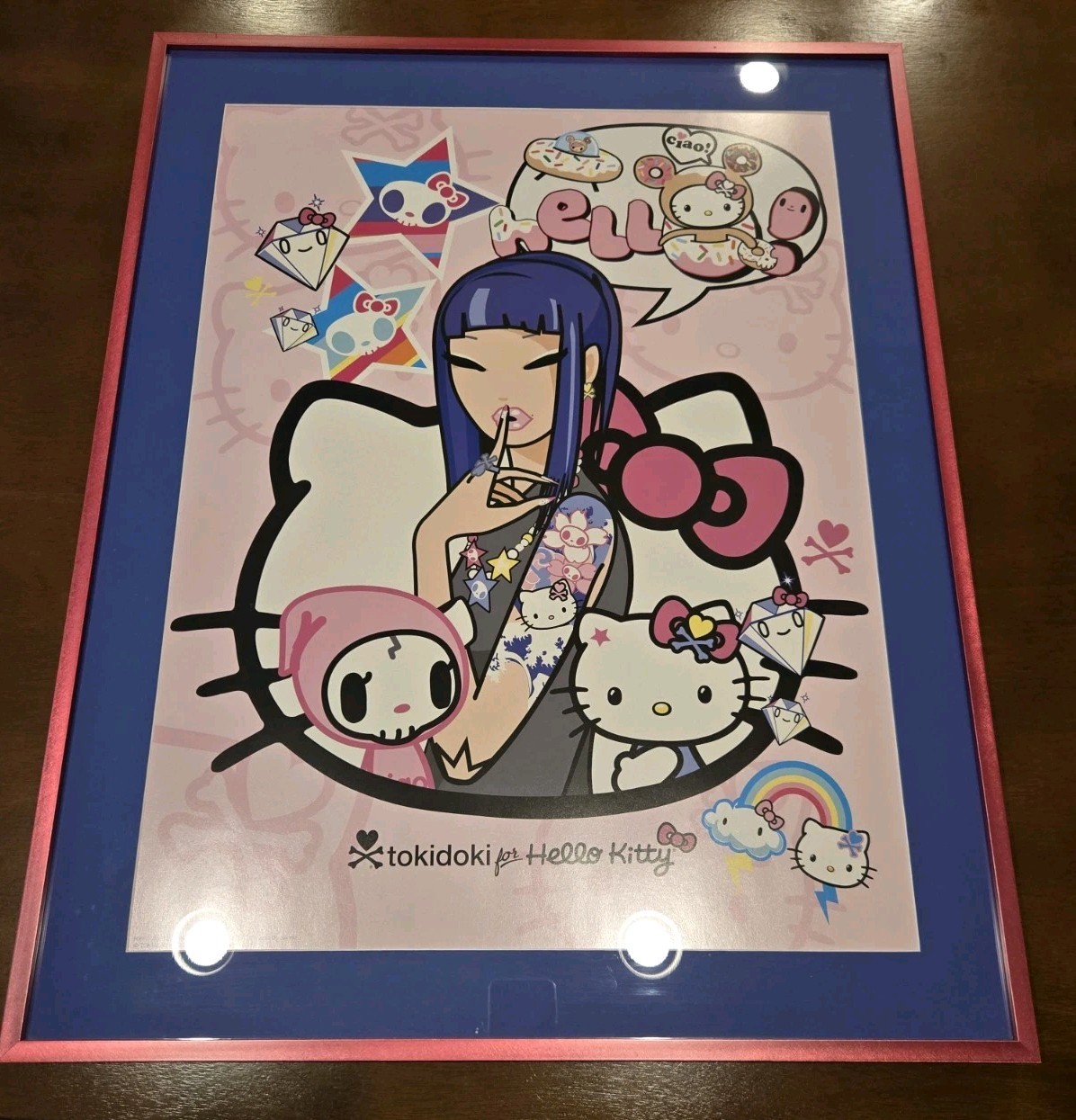 Tokidoki Simone Legno X Hello Kitty Framed Limited Print Poster RARE Kawaii