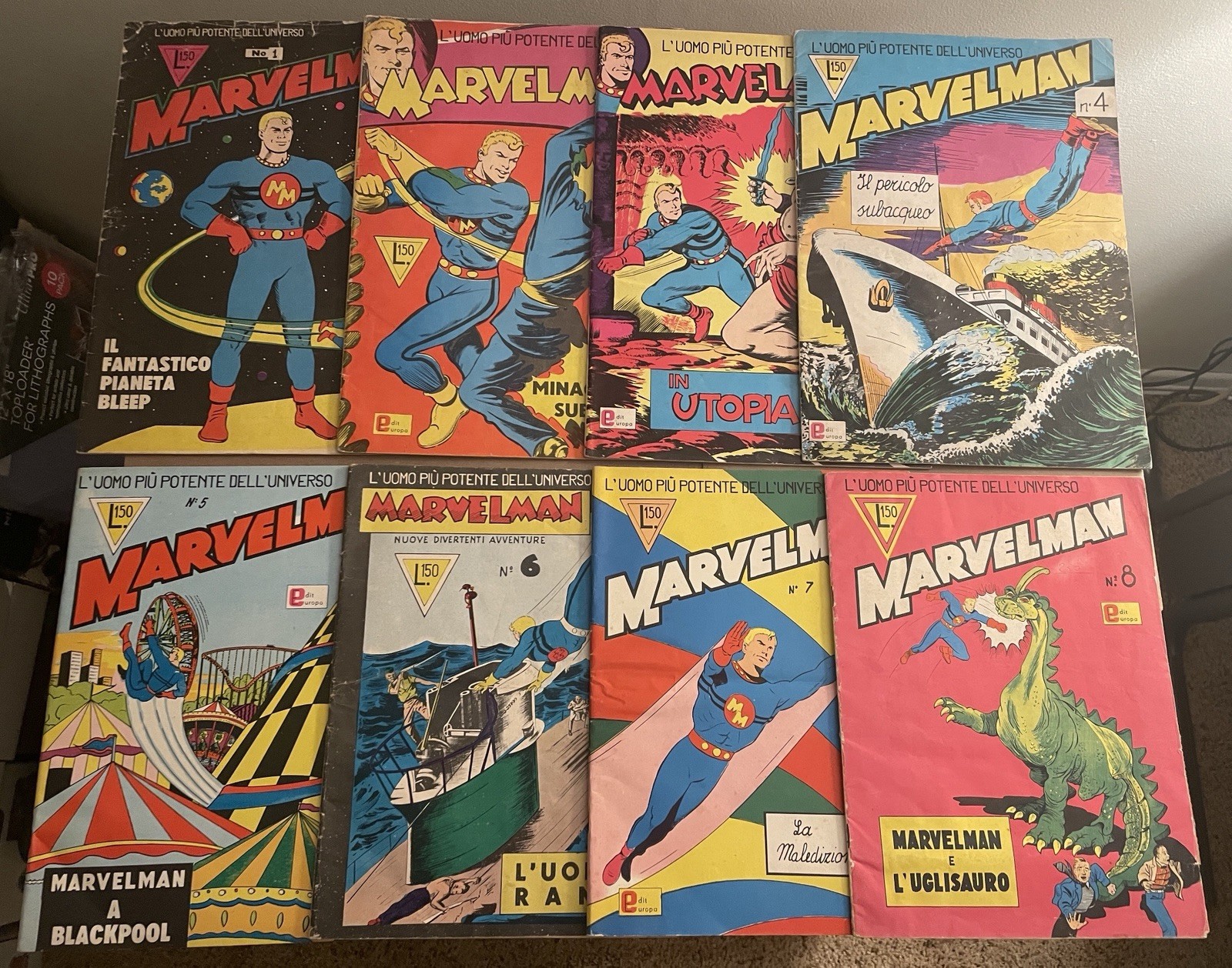 Marvelman #1-8 Italian Comic Books Edit Europa 1965 Silver Age Rare Miracleman