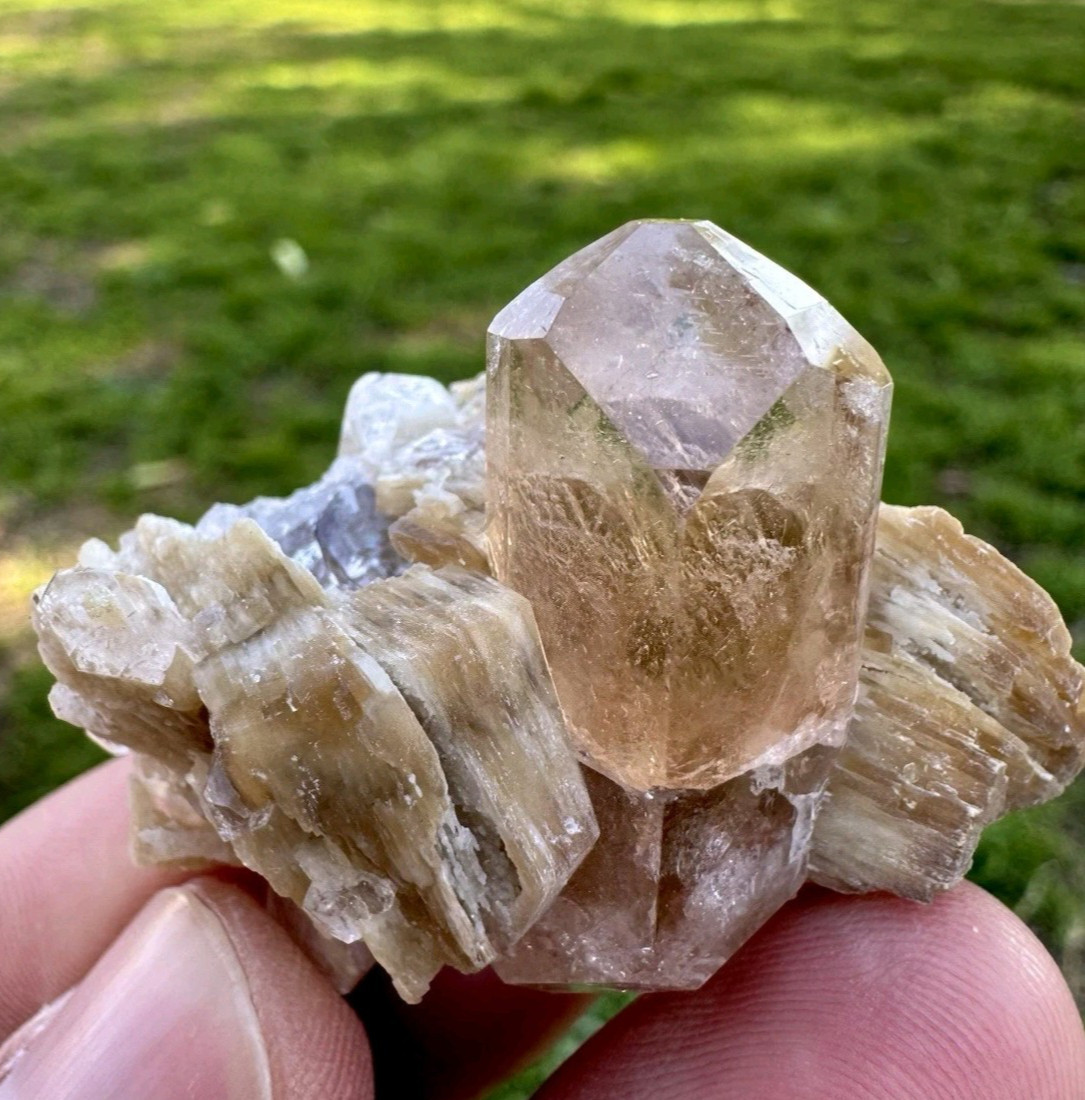 180 CTs Beautiful Golden Topaz Crystal on Albite Specimen