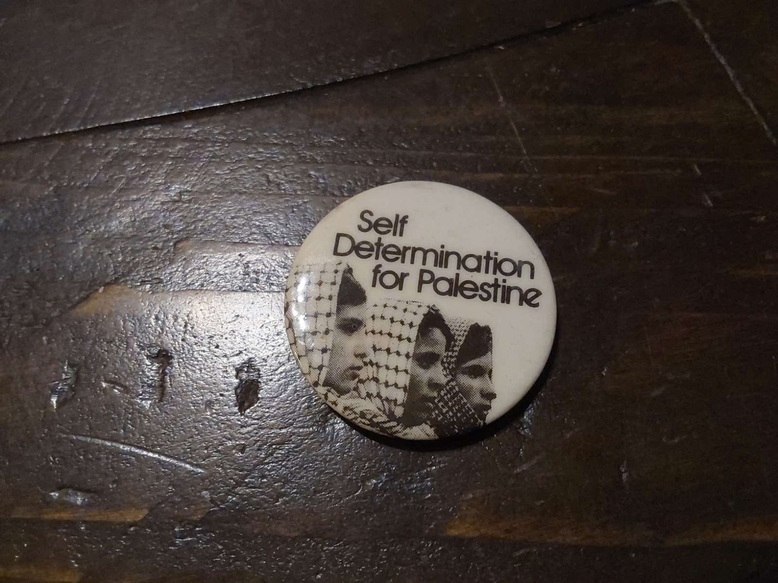 Vintage Self Determination For Palestine Pin Button Activist Political Israel