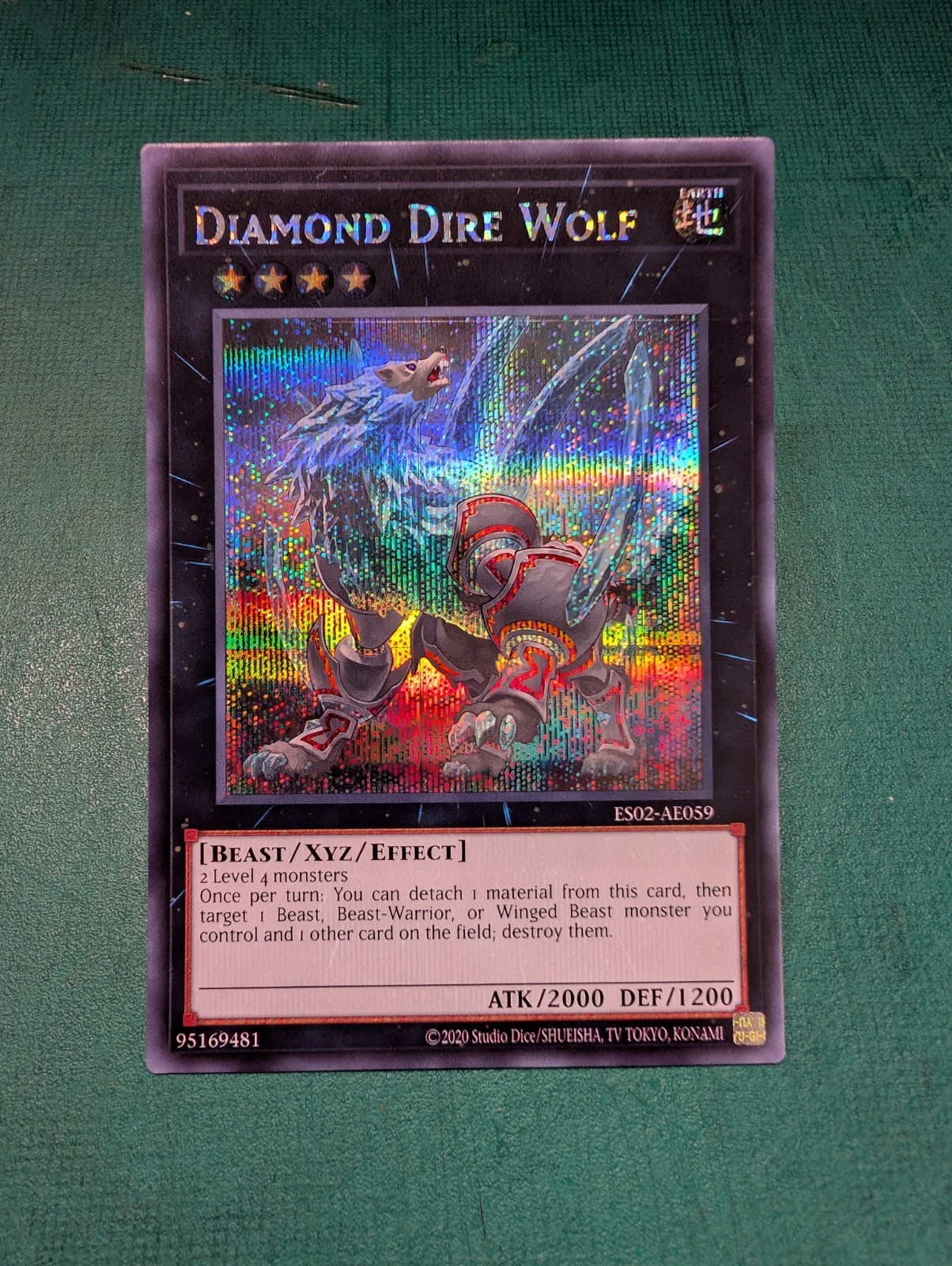 Yugioh Asian English OCG ES02-AE059 Diamond Dire Wolf secret rare