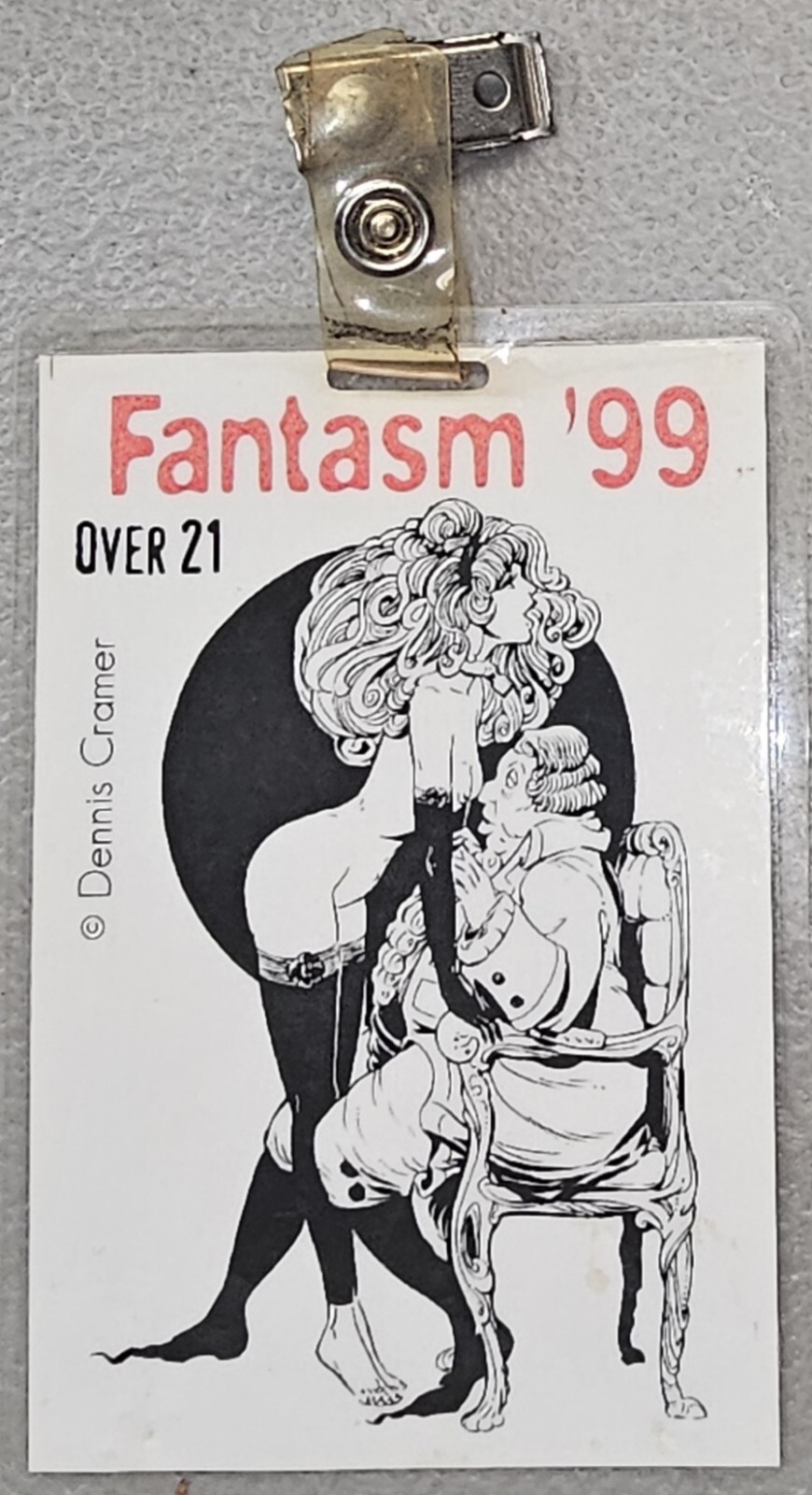 Rare Vintage Fantasm \'99 Over 21 Dennis Cramer Art Convention Badge HTF