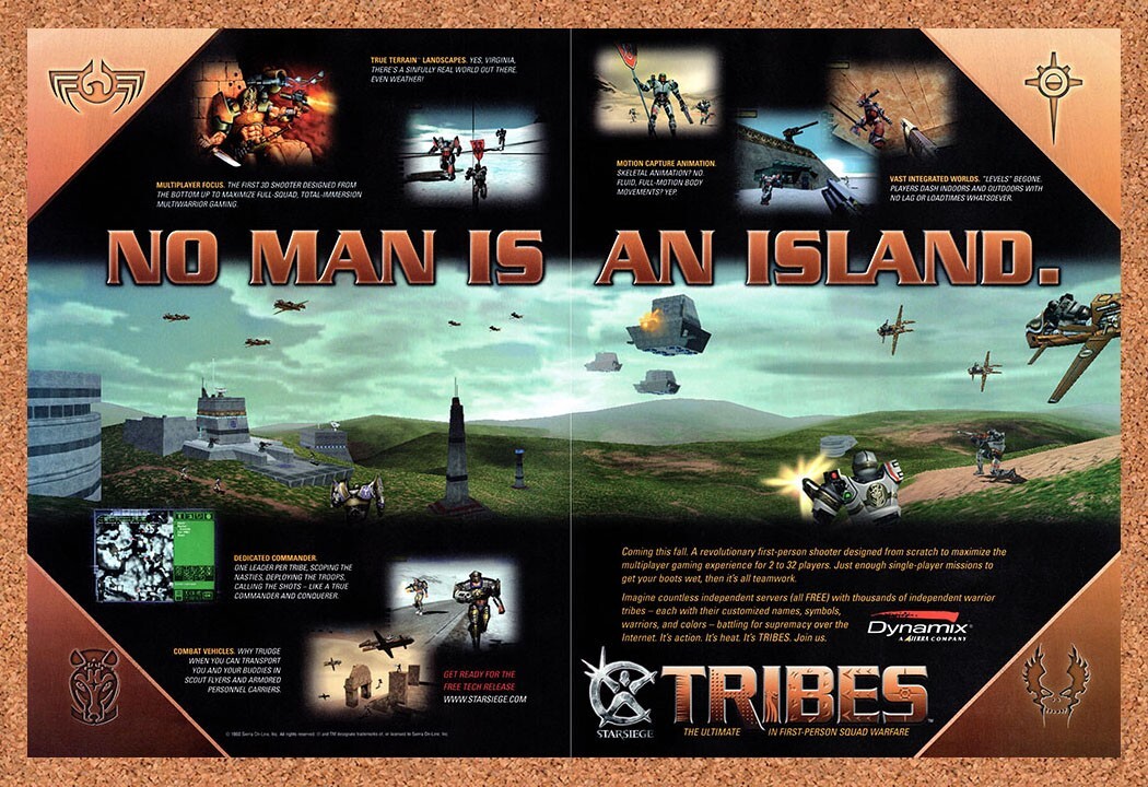 1998 Starsiege Tribes PC Original Advertisement / Retro Promo v9