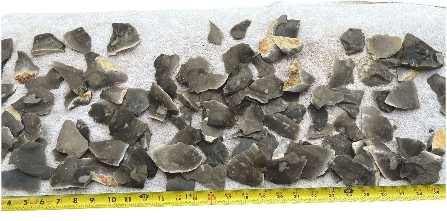 Heat Treated GT Blue Flint/Chert 2”-4”Spalls- 5 POUNDS Bird-Point” Size TX-BEST